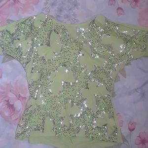 Green,sliver short sleeve shirt